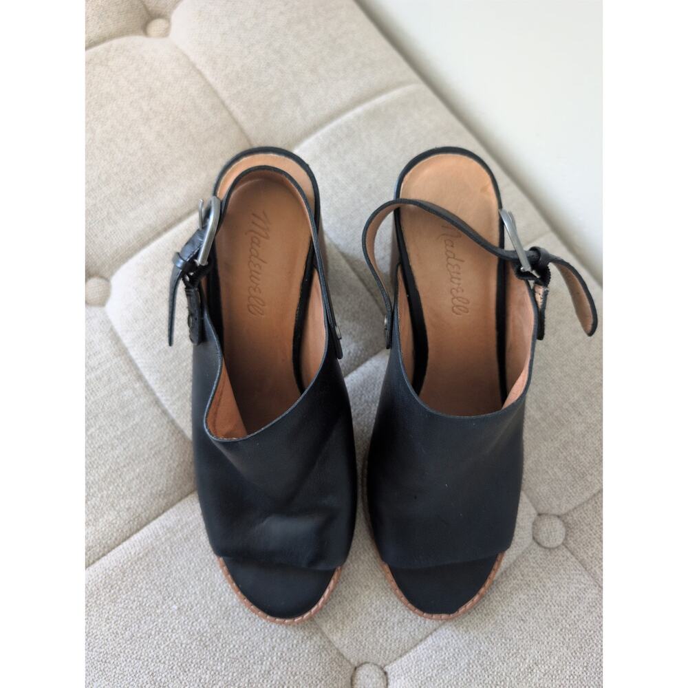 Madewell The Riley Convertible Slingback Mules in Black Leather 8.5 - Picture 3 of 6